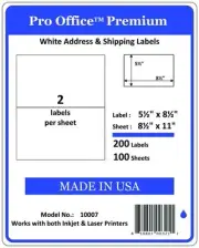PO07 1000 Sheets/2000 Labels Pro Office SelfAdhesive shipping Label 8.5" x 5.5"
