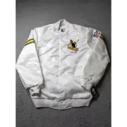 Pittsburgh Steelers Starter Jacket Mens Large White NFL Button Embroidered NWT