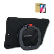 StylePro, combo, iPad Pro 11" case + screen protector, tough shockproof kids cover with rotating stand, black.