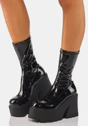 [Windsor Smith] Found Black Patent Stretch Sock Boots