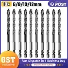 10pcs Porcelain Hex Tile Drill Bit Glass Ceramic Bric Shank Cross Spear Head New