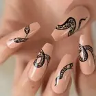 Nude Snake Print Long Coffin Ballerina Press On Nails 24pcs with glue