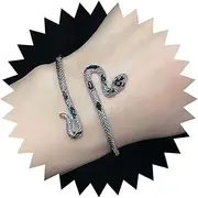 [Vacaonio] Gothic Enamel Snake Open Bangle Bracelet Red Serpent Bracelet Bangle Adjustable Snake Bangle Cuff Bracelet Silver Snake Bangle Bracelet Jewelry for Women and Girls