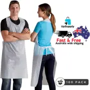 Shield Right 100-Pack Premium Disposable Plastic Aprons, One Size, White