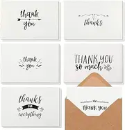 Thank You Notes with Brown Kraft Envelopes, Thank You Cards Set, Blank Inside, Handwritten Style for Baby Showers & Wedding (Pack of 24)