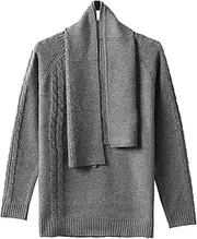 [Gsywaipei] Men's Neck Knitted Pullover Crewneck Long Sleeve Male Knit Sweater Solid Casual Slim Fit Knits Sweaters