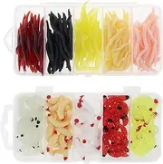 OriGlam 250pcs Soft Plastic Fishing Lures Worms Lure, Plastic Fishing Worms Fake Maggots Fake Worms Baits, Worm Bread Soft Maggots Artificial Earthworm Fishing Accessories