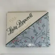 Vintage Lady Pepperell No Iron Blue Floral Dutchess Full Flat Sheet
