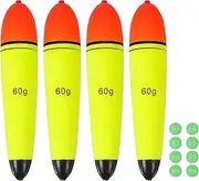 uxcell Fishing Slip Bobbers, EVA Foam Bobbers Slip Floats with Fish Beads, 2.1 Oz Floatage Fit for Perch Carp Bass Fishing Corks Saltwater Freshwater (4 Pack, Red/Yellow)