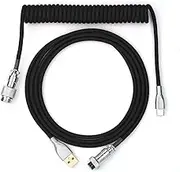 EPOMAKER Mix 1.8m Coiled Type-C to USB A TPU Mechanical Keyboard Space Cable with Detachable Aviator Connector for Gaming Keyboard and Cellphone (Black)