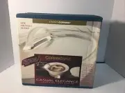 vintage Corningware 1.25 Qt round dish with Glass and plastic covers Wood Trivet
