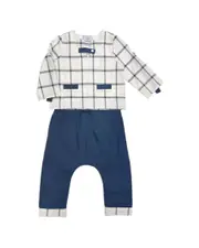 Petite Maison Kids Checkered Linen Top & Pants Set