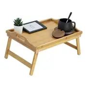 Bamboo Bed Tray Table with Folding Legs Foldable Serving 40 Centimeters