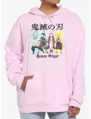 Demon Slayer Kimetsu no Yaiba Pink Hoodie Tanjiro Nezuko Zenitsu girls XL NWT