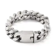 Non-Tarnish Stainless Steel Cuban Link Chains BIG Bracelet Men Women 18mm T23