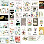 DACUAN 36 Unique Birthday Cards Assortment, Large 6x8 Inch with 36 White Envelopes, Blank Inside, Thick Cardstock for Men, Women and Kids Birthday Greetings