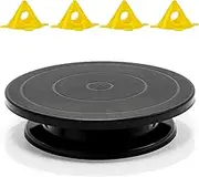 LAMXD 11”Rotate Turntable Sculpting Wheel Revolving Cake Turnable Black Painting Turn Table Stand for Paint Spraying Spinner,with Cone Canvas-Acrylic&Epoxy Pouring Paint Canvas Support Stands