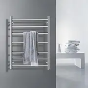 ACA Trading Heated Towel Rail 600 x 800 mm 7 Rungs Electric Towel Rail Rack Shelf Clothes Towel Warmer Wall Mounted (Polished Chrome)