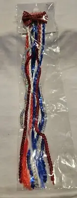 Claire's Clip In Sparkly Red Bow with Red White Blue Braids & Sequins SEALED NEW
