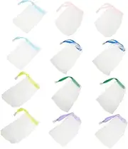 TOVINANNA Hanging Mesh Bag Soap Saver 25pcs Plastic Pouches for Bathroom Foaming Net Exfoliating Scrubbers Drawstring Wall Mountable