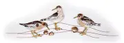 Bovano - Wall Sculpture - Three Single Sandpipers Posed