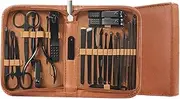Manicure Set,Nail kit Manicure Set,Nail Care kit, Nail Art Set Professional Nail Clipper Set - 26 Piece Stainless Steel, Nail Care Tools with Luxurious Travel Case Nail Clipper Kit,Blue(Brown)