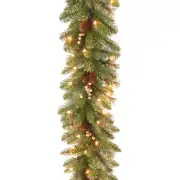 Indoor/Outdoor Pre-Lit Electrical Outlet 9-Ft Pine Artificial Garland with White
