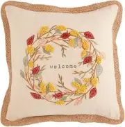 Mud Pie Fall Floral Pillow, 18" x 18", Welcome