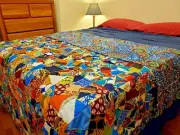 Handmade African Patchwork Crazy Quilt 87" x 84" Extra Large King Size, CHARITY!