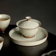 Ding Yao Yellow Ceramic Opening Gaiwan for Tea Tureen Teaware Cup Chinese Tea