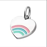 Rainbow Heart Pendant Solid Sterling Silver 925 Hallmarked