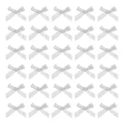 100Pcs Mini Ribbon Bow 1.8 inch Mini Fabric Satin Ribbon Light Grey