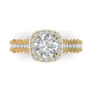 14K Yellow Gold Halo Promise Ring, 2.37 ct Round Cut Simulated Diamond