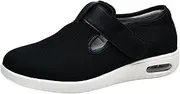 [WCXTY] Diabetic Shoes for Elderly,Outdoor Breathable Diabetic Slippers for Women Wide Width with Adjustable Closure,Unisex Mens Edema Shoes,with Arch Support (Color : Black, Size : 11.5)