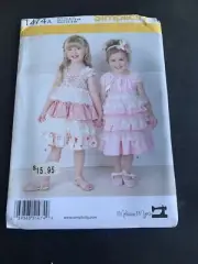 Simplicity Sewing Pattern 1474 Lacey Dresses and Headband Girls 2-6X
