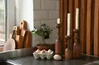 Wooden Set of 3 Candlesticks Scandinavian Style Primitive Candle Holder Friends