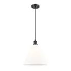 Innovations Ballston Cone 1 Light 12" Mini Pendant, BK/Frost - 516-1P-BK-GBC-121
