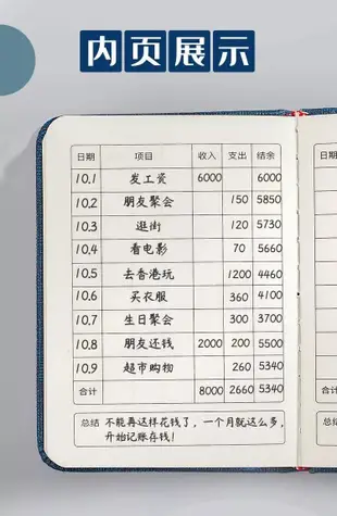 文具紙製品現金日記賬本A7隨身帶便攜式迷你口袋型手帳明細賬家庭生活日常開