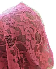 Lace Chapel Veil Handmade Small Bright Pink Catholic Mass Mantilla
