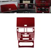 5Pcs For Mercedes-Ben W204 07-10 Red Carbon Fiber Console Dashboard CD AC Cover