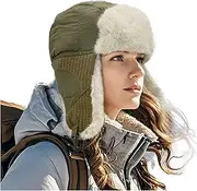 [Croogo] Trapper Trooper Hats with Earflaps Winter Thick Furry Ushanka Russian Hat Cold Weather Pilot Aviator Hat Warm Ski Cap