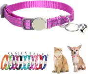 Purple Dog Breakaway Collar with Bell, Soft Nylon Break Away Reflective Cat Coll