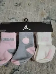 New Baby Girls Air Jordan Jumpman 6 Pair Infant Socks Size 6-12 Months Pink gray