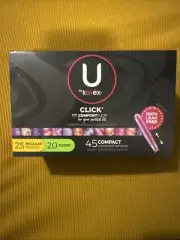 U by Kotex Click Compact Tampons 25 Regular & 20 Super, 45 Count-*FREE SHIPPING*
