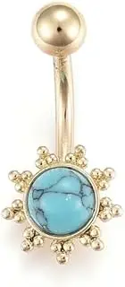 [Hemasa] Stainless Steel Synthetic TurquoisePiercing Jewelry Navel Ring/Belly Ring for Girls/Women, Small, Stainless Steel, Apatite