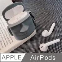 在飛比找PChome24h購物優惠-AirPods 立體摩艾石像造型保護套(附掛勾)