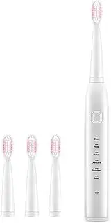 Electric Toothbrush, USB Rechargeable Toothbrush Travel Toothbrush with 4 Replacement Heads for Adults, 6 Modes, Waterproof, Fast Charging, Whiter Teeth & Brighter Smile(White)