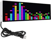 Music Spectrum Display, LED Music Analyzer, Audio Spectrum Analyzer, Rhythm Light Level Voice Sensor Clock Display, RGB Colorful Sound Control Meter, 12 Dynamic & 7 Color Effects