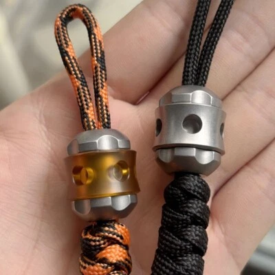 Titanium PEI Knife Bead Pendant Lanyard DIY Sliding Decompression Keychain EDC