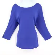 Jaclyn Smith Collection Blouse Womens Sz L Blue Rayon Boat Neck Long Sleeve NWT